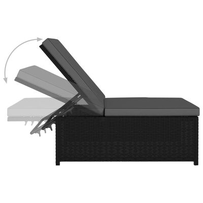 vidaXL Rozkładane fotele ogrodowe ze stolikiem, 2 szt., czarne