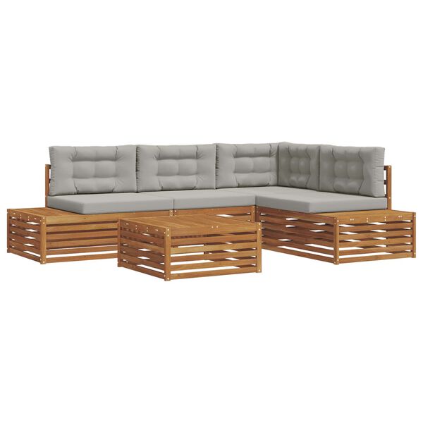 vidaXL Zestaw sof na zewnątrz 5 Sztuka Naturalny i Jasny Szary