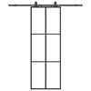 vidaXL Drzwi przesuwne z zestawem okuć czarne 76x205 cm ESG szkło