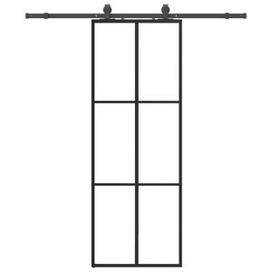 vidaXL Drzwi przesuwne z zestawem okuć czarne 76x205 cm ESG szkło