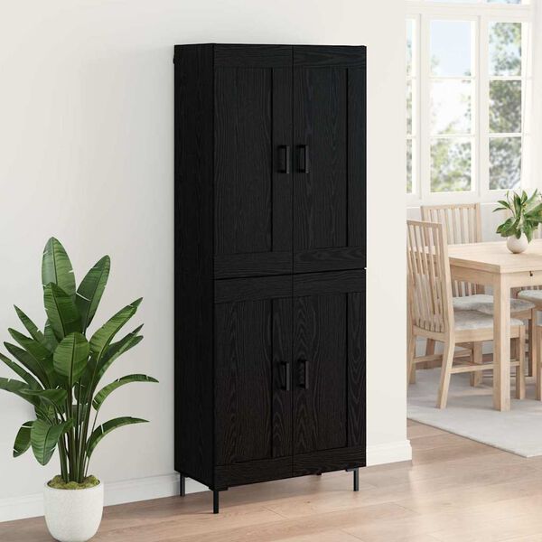 vidaXL Highboard 2 pcs Czarny Dąb Materiał drewnopochodny
