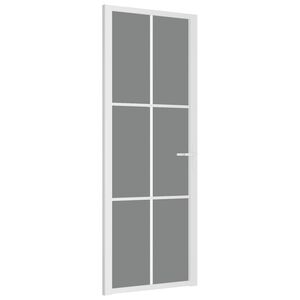 vidaXL Drzwi wewnętrzne, 76x201,5 cm, białe, szkło ESG i aluminium