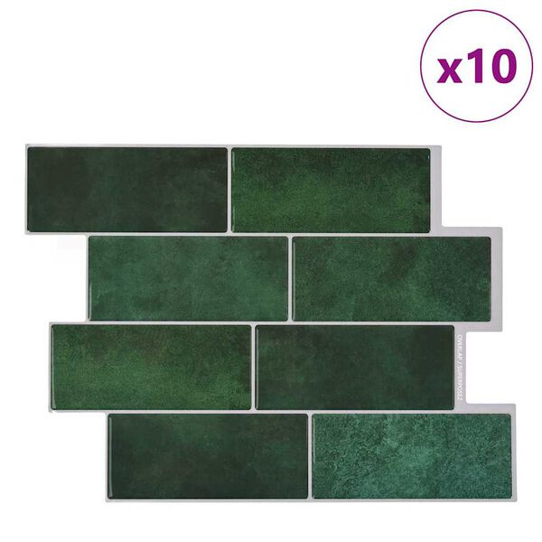 vidaXL Kafelka subway 10 pcs Ciemna zieleń 29.4 x 21.4 cm