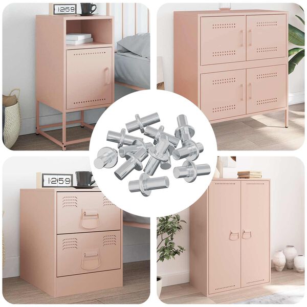 vidaXL Wieszak na p&oacute;łki 12 pcs Srebrny 8,6 x 8,6 x 14,6 mm Stal