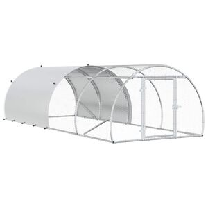 vidaXL Kurnik srebrny 400 x 150 x 100 cm Stal ocynkowana