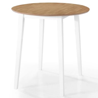 vidaXL Stół barowy i 4 krzesła, lite drewno, kolor naturalny i biały