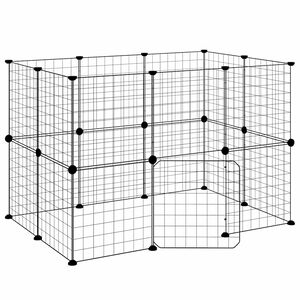 vidaXL Klatka dla zwierząt z bramką, 20 paneli, czarna, 105x70x70 cm, stal