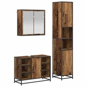 vidaXL Zestaw mebli łazienkowych z p&oacute;łką z drzwiami 3 pcs Stare drewno