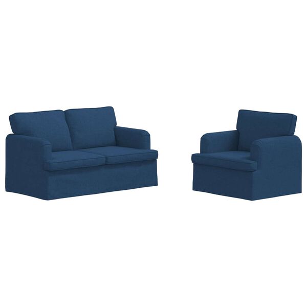 vidaXL Sofa 2 pcs Niebieski 144 x 80 x 85 cm tkanina