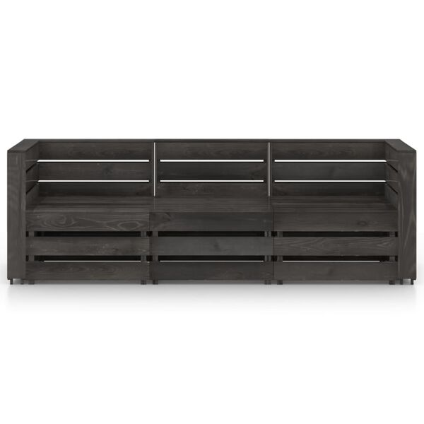 vidaXL Ogrodowa sofa 3-osobowa, impregnowane na szaro drewno sosnowe