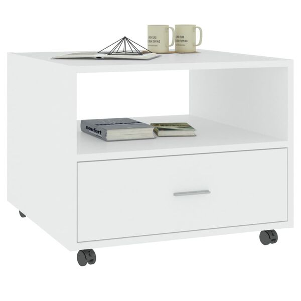 vidaXL Stolik kawowy, biały, 55x55x40 cm, materiał drewnopochodny