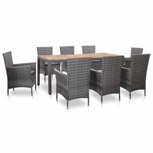 vidaXL 9-cz. zestaw mebli ogrodowych z poduszkami, rattan PE, szary