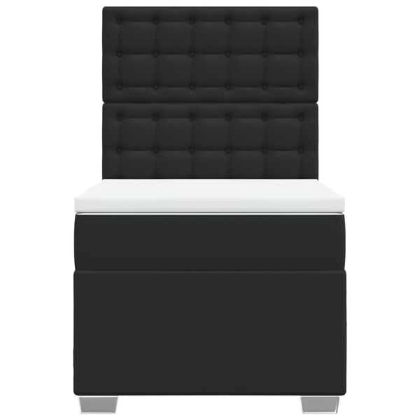 vidaXL Łóżko kontynentalne z materacem, czarne, ekoskóra 100x200 cm