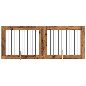 vidaXL Bramka dla ps&oacute;w z podp&oacute;rkami 2 pcs Stare drewno 100 x 80 cm