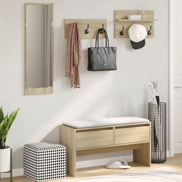 vidaXL 4-cz. zestaw mebli do przedpokoju, kolor dąb sonoma