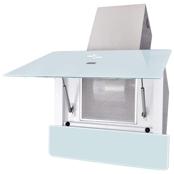 vidaXL Okap kuchenny, szkło hartowane, białe, 600 mm