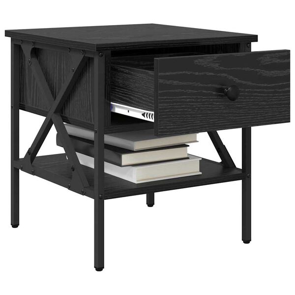 vidaXL Szafka Nocna z szufladą Czarny dąb 40 x 42 x 45 cm