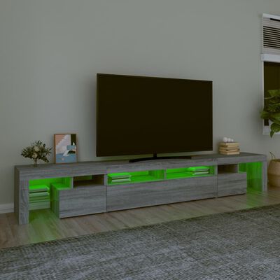 vidaXL Szafka pod TV z oświetleniem LED szary dąb sonoma 260x36,5x40cm