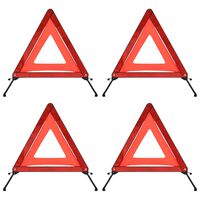 vidaXL Trójkąty ostrzegawcze, 4 szt., czerwone, 56,5x36,5x44,5 cm