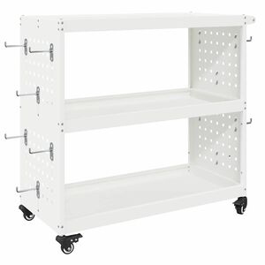 vidaXL W&oacute;zek narzędziowy z p&oacute;łką Biały 75 x 35 x 73 cm Stal zimnogięta