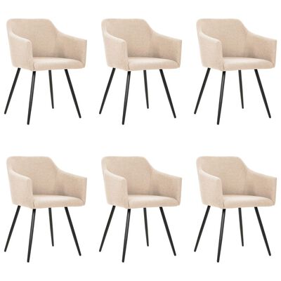 vidaXL Krzesła stołowe, 6 szt., kremowe, tapicerowane tkaniną