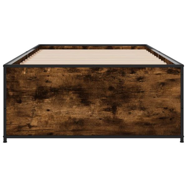 vidaXL Rama łóżka, przydymiony dąb, 75x190 cm, materiał drewnopochodny