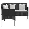 vidaXL Sofa w kształcie litery L z poduszkami, rattan PE, czarna