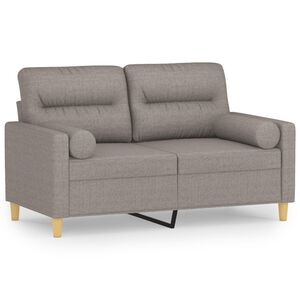vidaXL 2-osobowa sofa z poduszkami, taupe, 120 cm, tkanina
