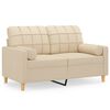 vidaXL 2-osobowa sofa z poduszkami, kremowa, 120 cm, tkanina