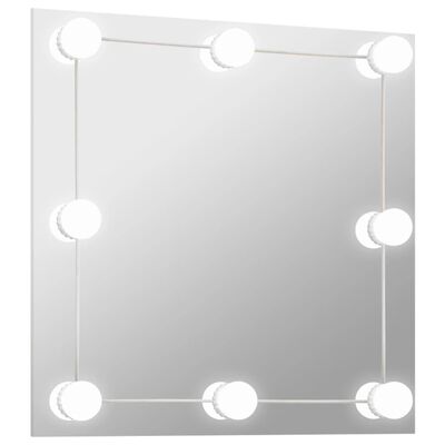 vidaXL Lustro ścienne z lampkami LED, kwadratowe, szklane