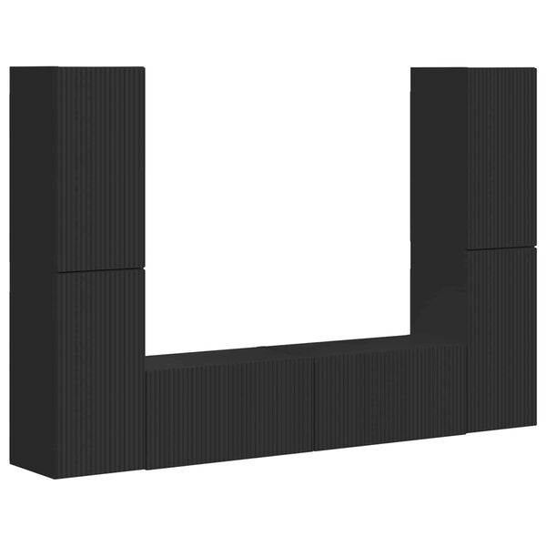 vidaXL Zestaw szafek RTV 6 pcs Czarny Materiał drewnopochodny