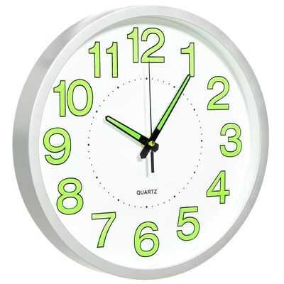 vidaXL Fluorescencyjny zegar ścienny, biały, 30 cm
