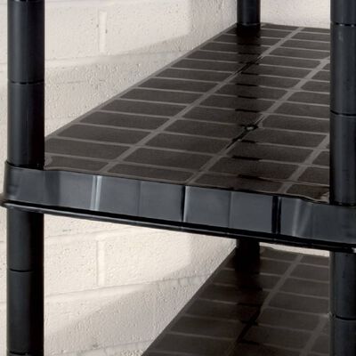 vidaXL Regał 5-poziomowy, czarny, 91,5 x 45,7 x 185 cm, plastik