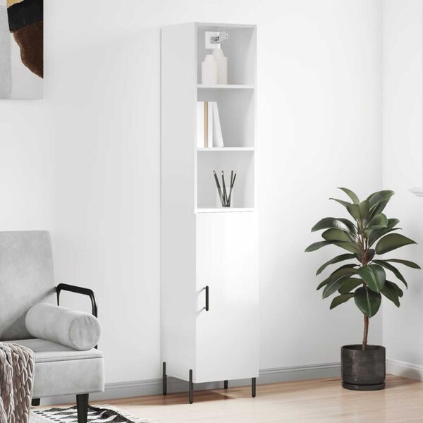 vidaXL Wysoka szafka, biała z wysokim połyskiem, 34,5x34x180 cm