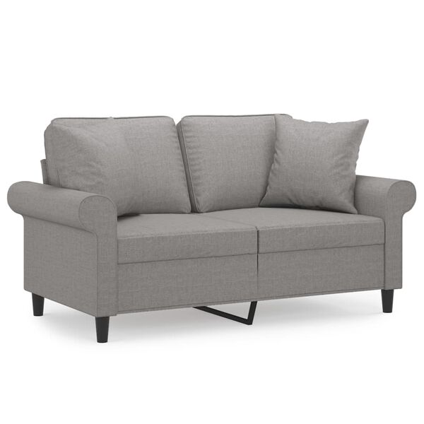 vidaXL 2-osobowa sofa z poduszkami, jasnoszara, 120 cm, tkanina