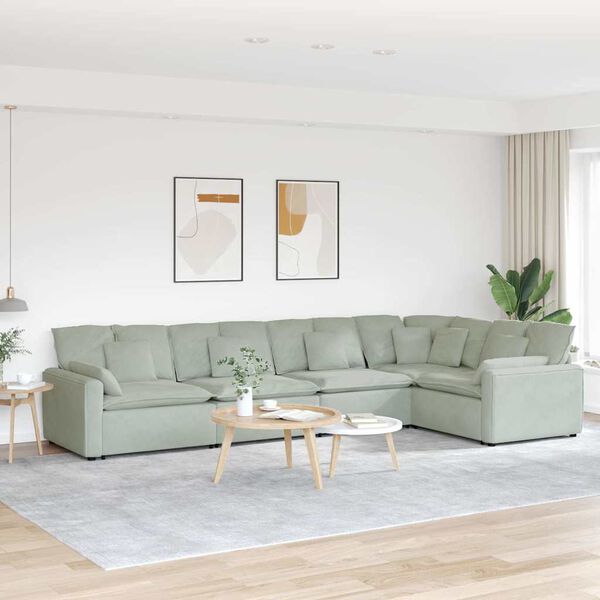 vidaXL Sofa modułowa z poduszkami aksamitna jasnoszara