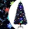 vidaXL Choinka ze śnieżynkami LED, czarna, 120 cm, światłowodowa