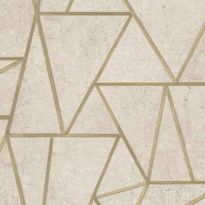 DUTCH WALLCOVERINGS Tapeta w trójkąty, beżowo-złota