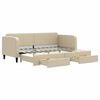 vidaXL Sofa rozsuwana z szufladami, kremowa, 80x200 cm, tkanina