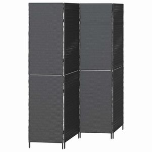 vidaXL Przesłona pokoju Czarny 195 x 180 cm polirattan