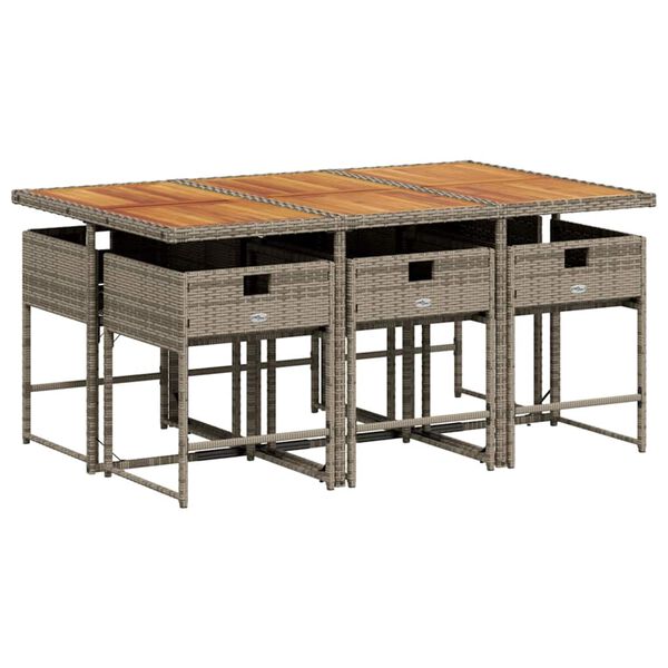 vidaXL 7-cz. zestaw mebli ogrodowych z poduszkami, szary, rattan PE