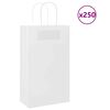 vidaXL Torby papierowe 250 szt. z uchwytami białe 21x11x36 cm