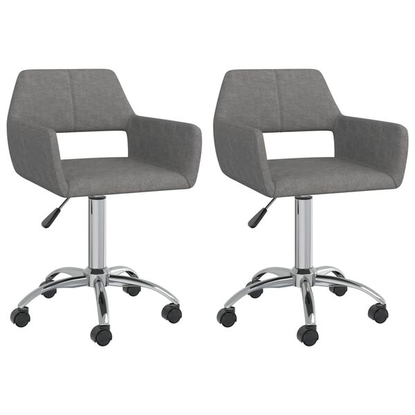 vidaXL Obrotowe krzesła stołowe, 2 szt., jasnoszare, obite tkaniną