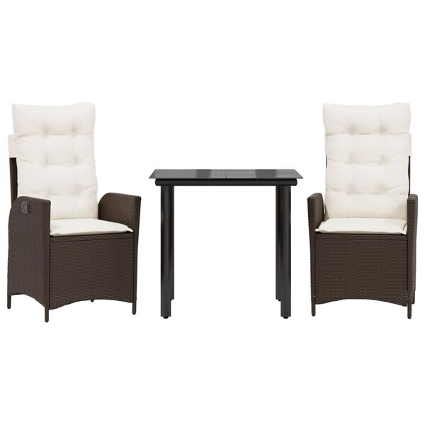 vidaXL 9-cz. zestaw mebli ogrodowych z poduszkami, brązowy, rattan PE