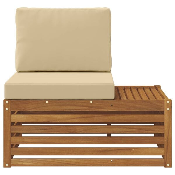 vidaXL Sofa końcowa na zewnątrz z poduszką Naturalny 91 x 63 x 73 cm