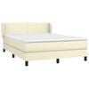 vidaXL Ł&oacute;żko kontynentalne z materacem, kremowe, ekosk&oacute;ra 140x200 cm