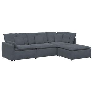 vidaXL Sofa modułowa z podn&oacute;żkiem i poduszkami aksamitna ciemnoszara