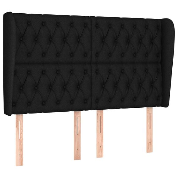 vidaXL Zagł&oacute;wek uszak, czarny, 147x23x118/128 cm, tkanina