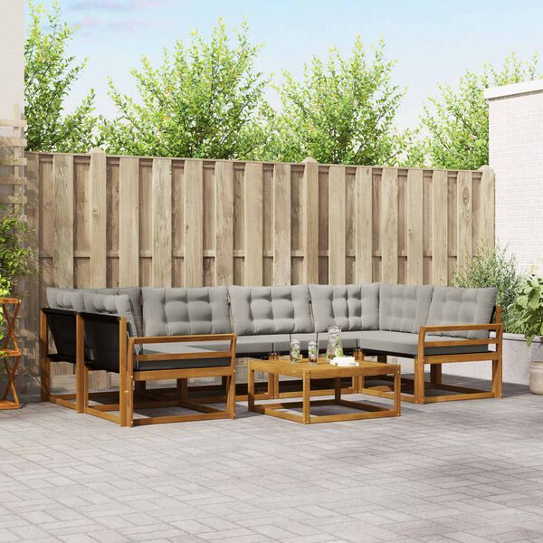 vidaXL Zestaw sof na zewnątrz z poduszką 7 pcs Naturalny i Jasny Szary