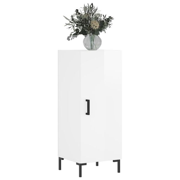 vidaXL Szafka, biała, połysk, 34,5x34x90 cm, materiał drewnopochodny